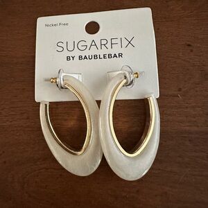 🌵 3/$15 SugarFix Gold and Ivory Oval Hoop Earrings (see description)